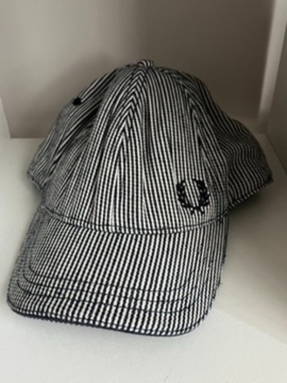 Fred Perry Pinstripe Black White Cap Hat Adjustable